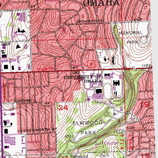Topographic Map of University Library, NE