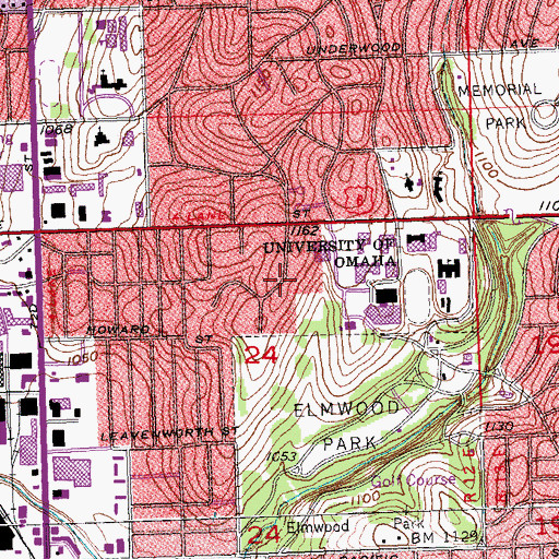 Topographic Map of Del and Lou Ann Weber Fine Arts Building, NE