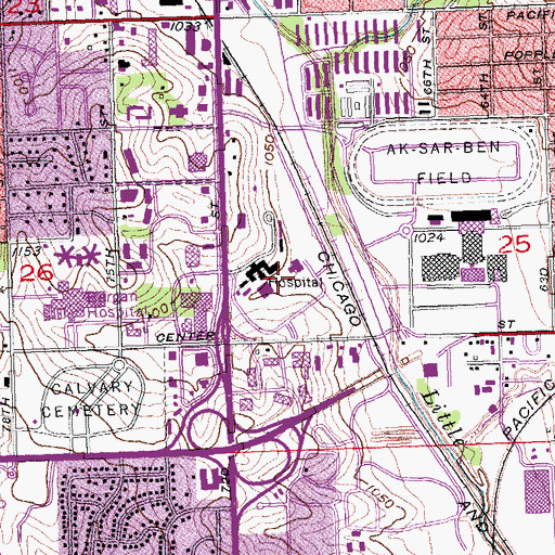 Topographic Map of College of Saint Mary Library, NE
