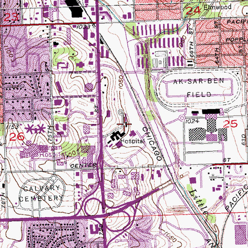 Topographic Map of McAuley Hall, NE