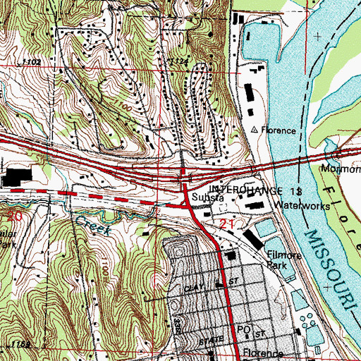 Topographic Map of Interchange 13, NE
