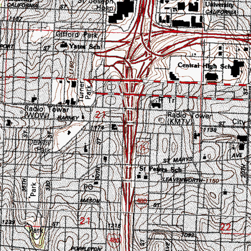 Topographic Map of Interchange 1C, NE