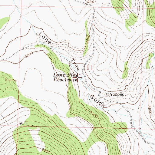 Topographic Map of Lone Pine Reservoir, CO