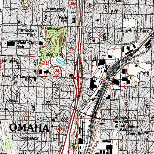 Topographic Map of Interchange 1A, NE