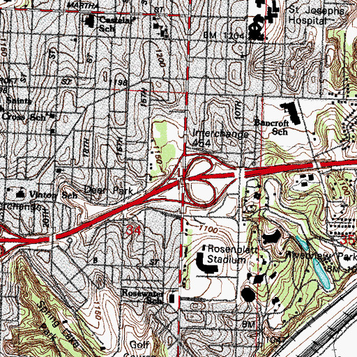 Topographic Map of Interchange 454, NE