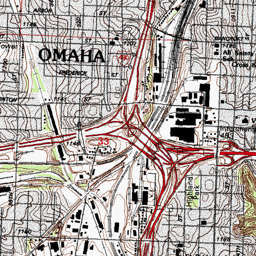Topographic Map of Interchange 452, NE