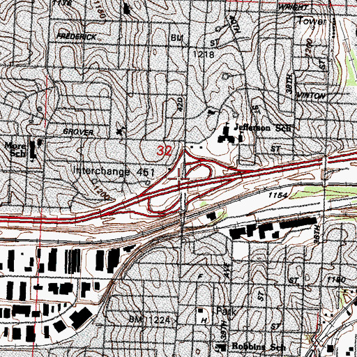 Topographic Map of Interchange 451, NE