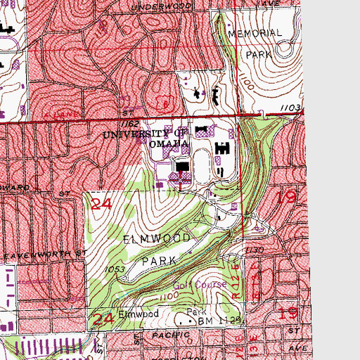 Topographic Map of Health Physical Education and Recreation Building, NE