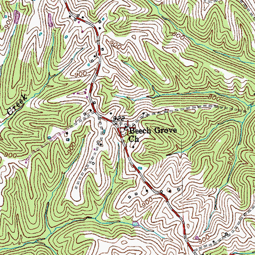 Topographic Map of Beech Grove Baptist Church Cemetery, KY