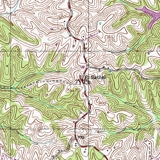 Topographic Map of El Bethel Christian Church Cemetery, KY