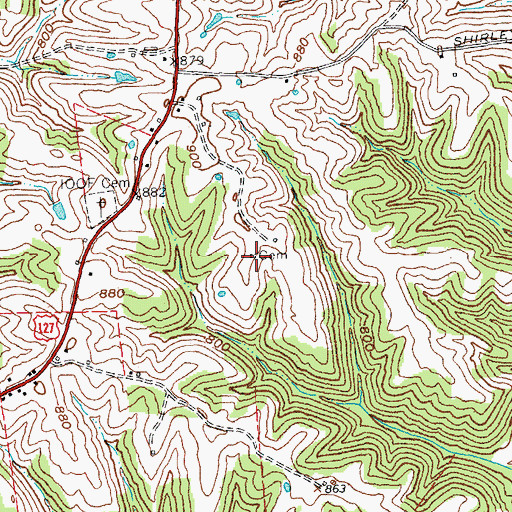 Topographic Map of Asa Kemper Cemetery, KY