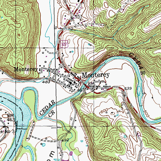 Topographic Map of Monterey Cemetery, KY