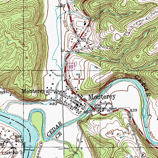 Topographic Map of Monterey Baptist Church Cemetery, KY