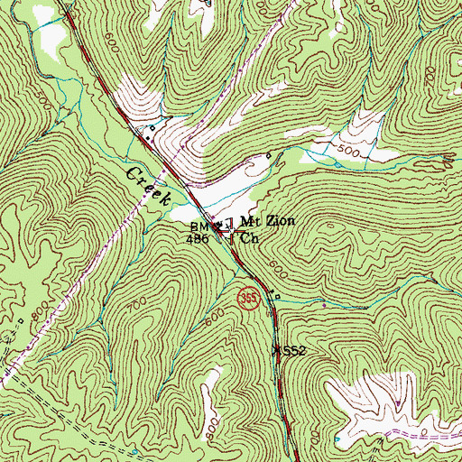 Topographic Map of Mount Zion Church Cemetery, KY
