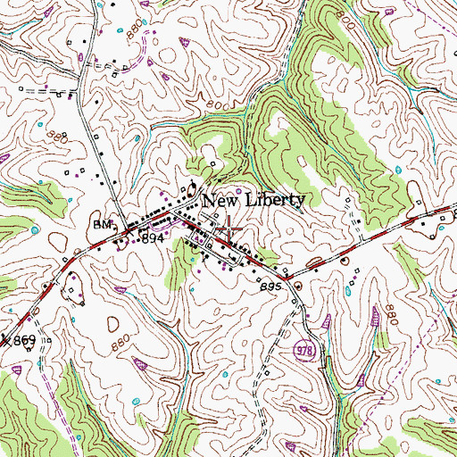 Topographic Map of New Liberty Baptist Church Cemetery, KY
