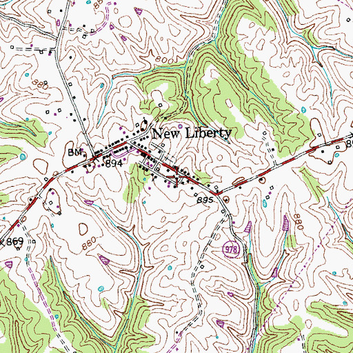 Topographic Map of New Liberty Christian Church Cemetery, KY