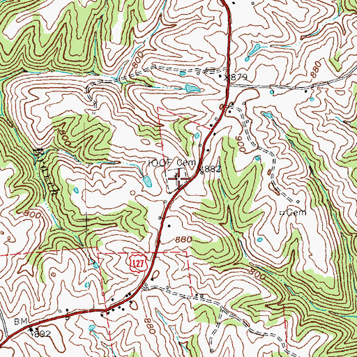 Topographic Map of Poplar Grove Independent Order of Odd Fellows Cemetery, KY