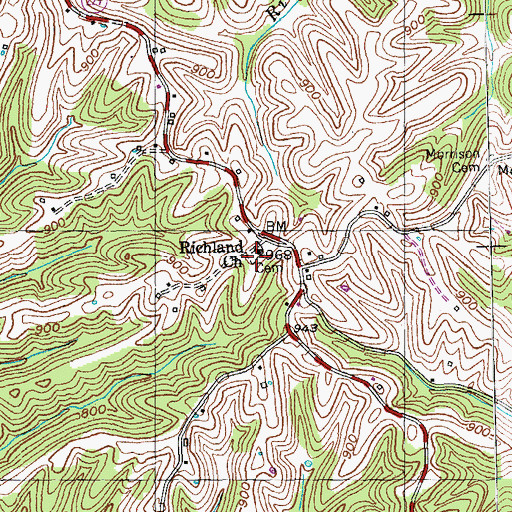 Topographic Map of Richland Baptist Church Cemetery, KY