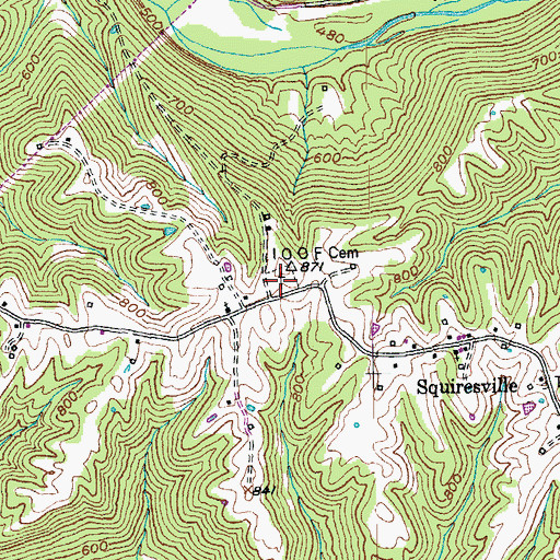 Topographic Map of Squiresville Cemetery, KY