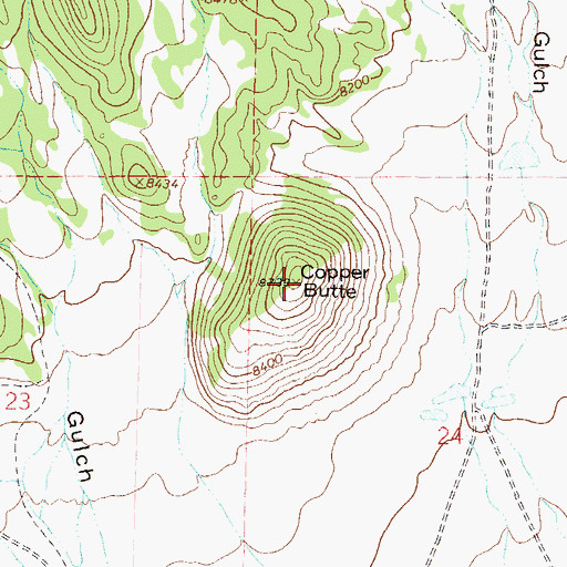 Topographic Map of Copper Butte, CO