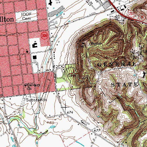 Topographic Map of General Butler Cemetery, KY