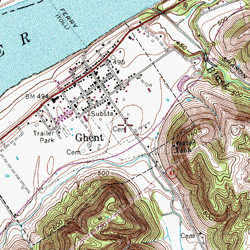 Topographic Map of Ghent Consolidated Cemetery, KY