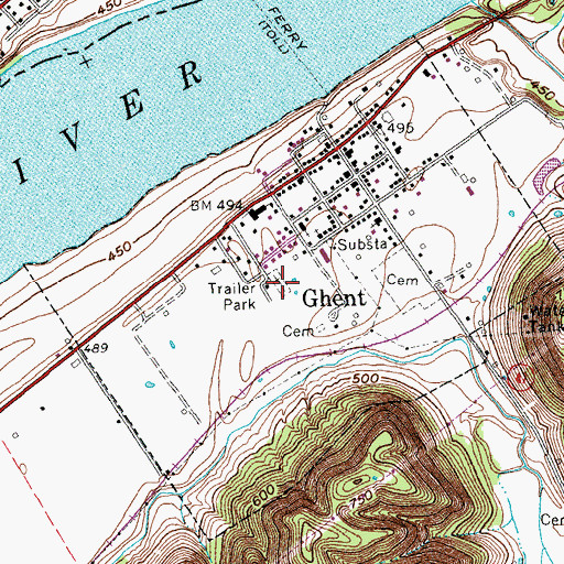 Topographic Map of Ghent 2nd Baptist Cemetery, KY