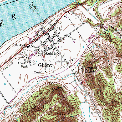 Topographic Map of Masonic Cemetery, KY