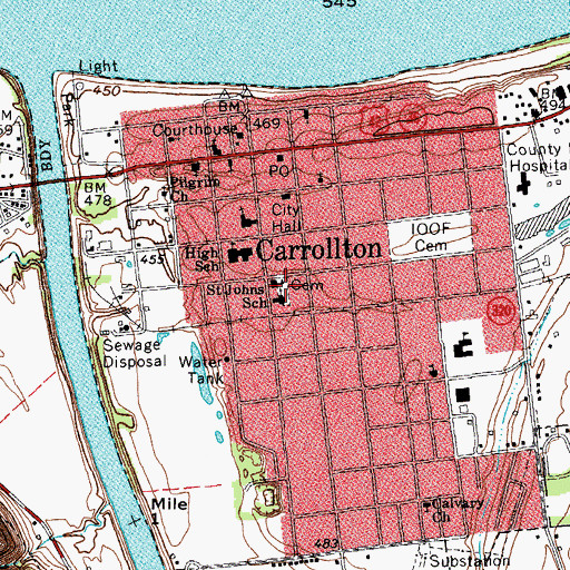 Topographic Map of Saint Johns Cemetery, KY