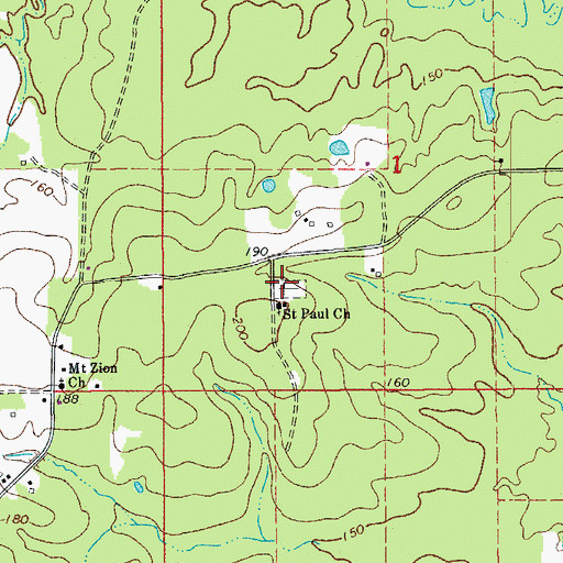 Topographic Map of Saint Paul Cemetery, AR