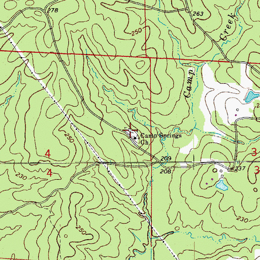 Topographic Map of Camp Springs Cemetery, AR