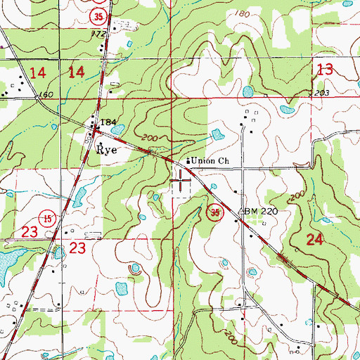 Topographic Map of Union Cemetery, AR