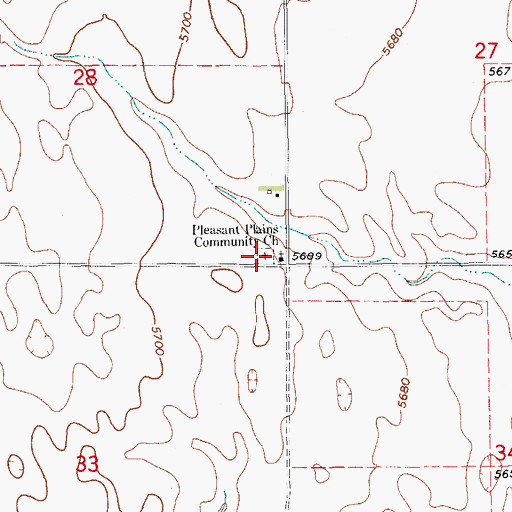 Topographic Map of Pleasant Plains Cemetery, CO