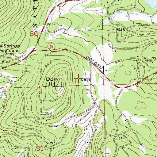 Topographic Map of Dory Hill Cemetery, CO