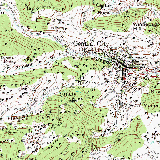 Topographic Map of Masonic Cemetery, CO