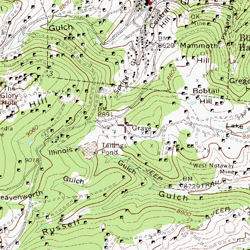Topographic Map of Missouri City Cemetery, CO