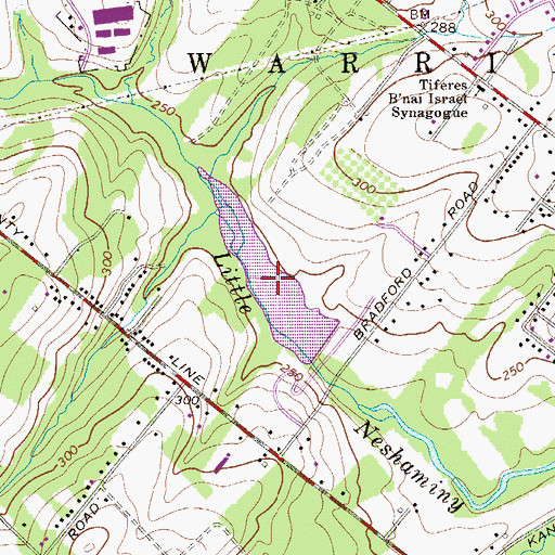 Topographic Map of Bradford Reservoir, PA