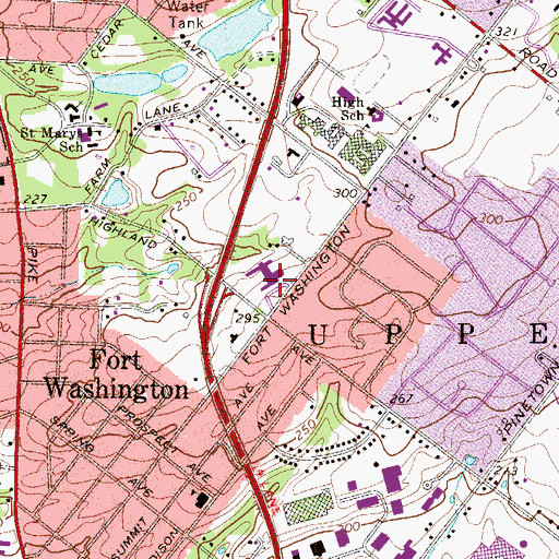 Topographic Map of Fort Washington Elementary School, PA