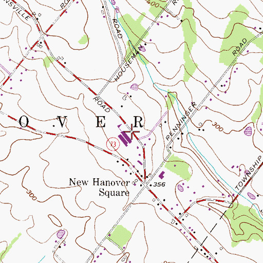 Topographic Map of New Hanover-Upper Frederick Elementary School, PA