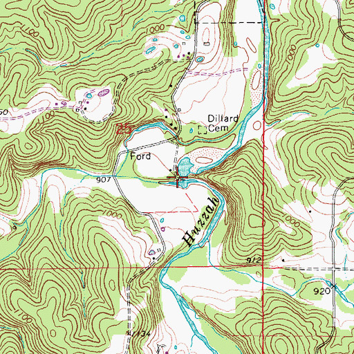 Topographic Map of Dillard Mill State Historic Site, MO