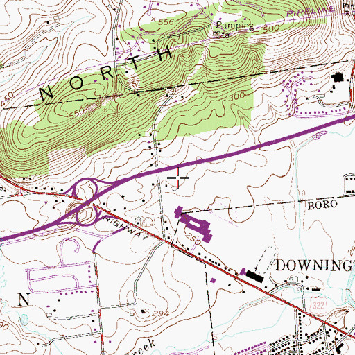 Topographic Map of Downingtown Middle School, PA