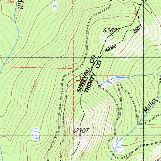 Topographic Map of Scott Mountains, CA