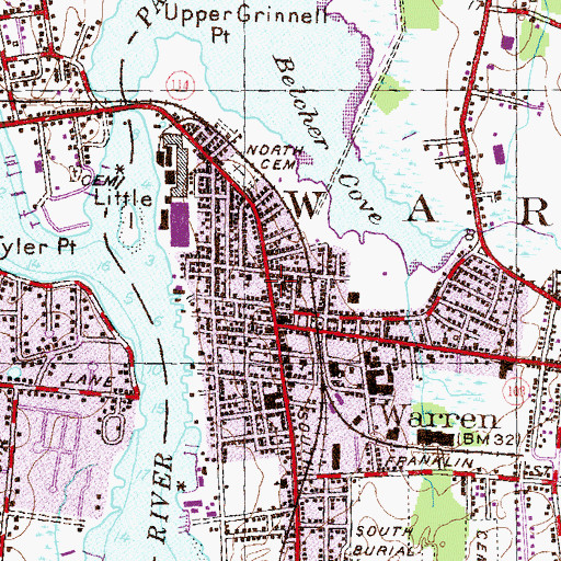 Topographic Map of Baptist Church of Warren, RI