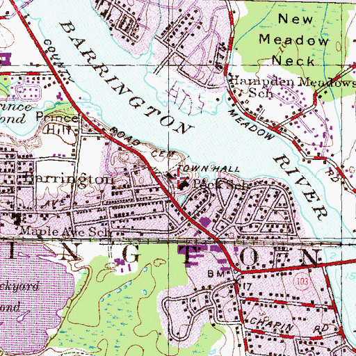 Topographic Map of Barrington Civic Center Historic District, RI