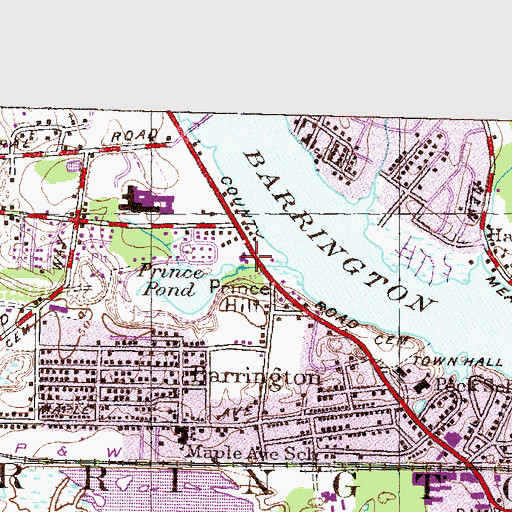 Topographic Map of Barrington Presbyterian Church, RI