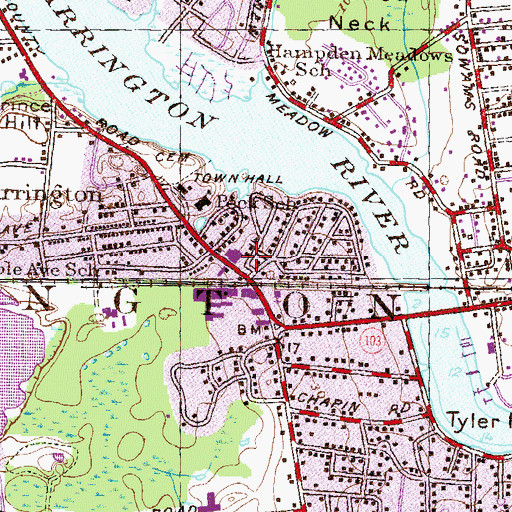 Topographic Map of Barrington Town Hall, RI