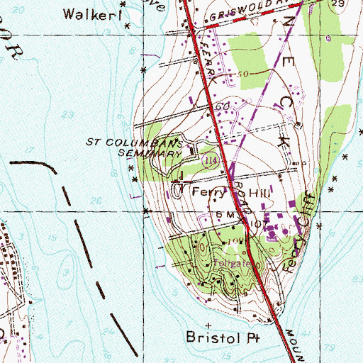 Topographic Map of Blithewold Mansion and Gardens, RI