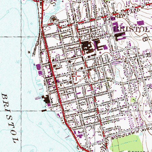 Topographic Map of Bristol County Courthouse, RI