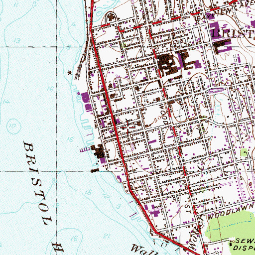 Topographic Map of Bristol County Jail, RI