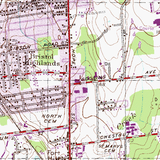 Topographic Map of Bristol Shopping Center, RI